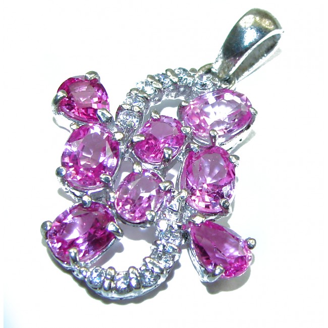 Pink Melody Oval cut 10.4 carat Pink Sapphire .925 Sterling Silver handcrafted pendant