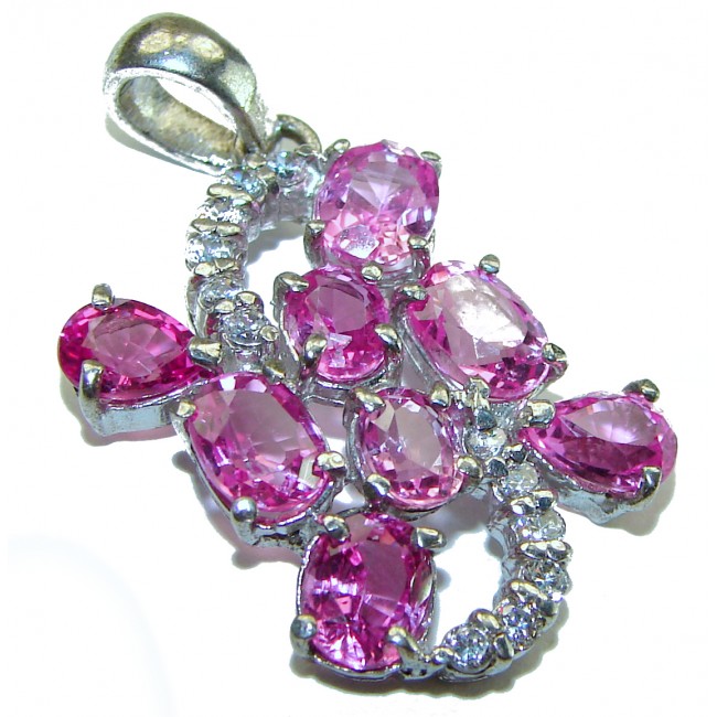 Pink Melody Oval cut 10.4 carat Pink Sapphire .925 Sterling Silver handcrafted pendant