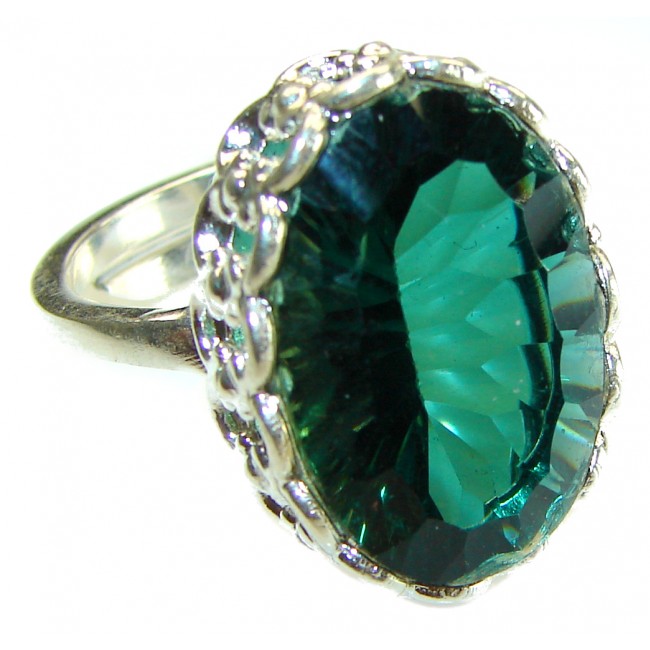 Timless Beauty 12.5 carat Helenite .925 Sterling Silver handmade Ring s. 7 adjustable