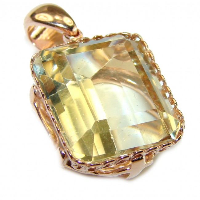 11.3 carat Lemon Quartz 14K Gold over .925 Sterling Silver handcrafted pendant