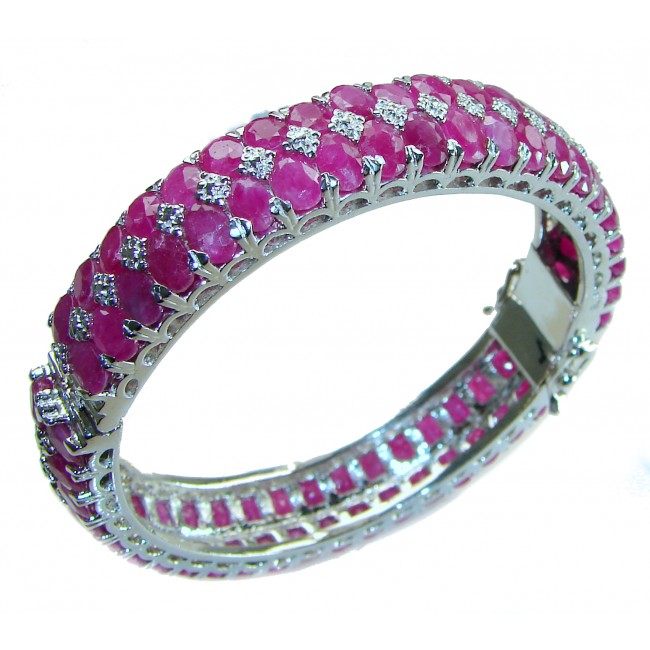 Spectacular 65.2 carat authentic Ruby .925 Sterling Silver handmade bangle Bracelet