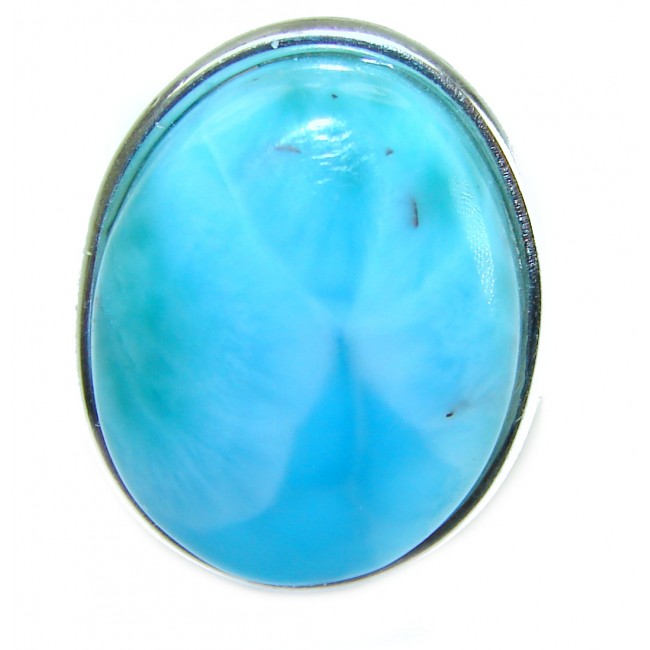 Precious 22.2 carat Blue Larimar .925 Sterling Silver handmade ring size 7 1/2