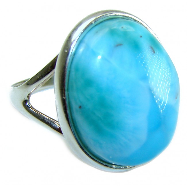 Precious 22.2 carat Blue Larimar .925 Sterling Silver handmade ring size 7 1/2