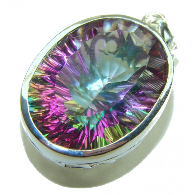 26.5 carat oval cut Mystic Topaz .925 Sterling Silver handcrafted Pendant