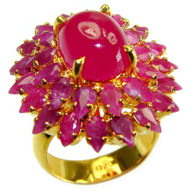 Tiffany Vintage Design 14.2 carat natural Ruby 18K Gold over over .925 Sterling Silver handcrafted ring Size 6 1/4