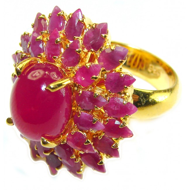 Tiffany Vintage Design 14.2 carat natural Ruby 18K Gold over over .925 Sterling Silver handcrafted ring Size 6 1/4