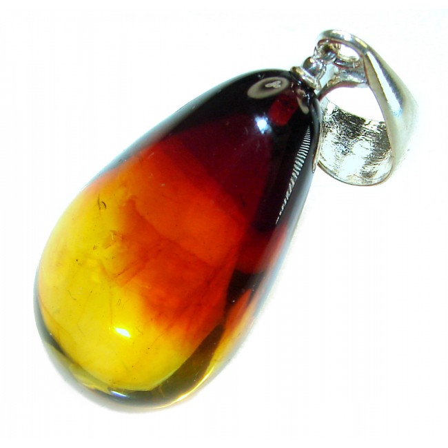 Honay Drop authentic Baltic Amber .925 Sterling Silver handmade Pendant