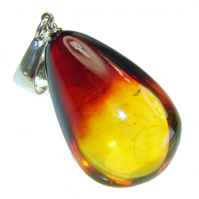 Honay Drop authentic Baltic Amber .925 Sterling Silver handmade Pendant