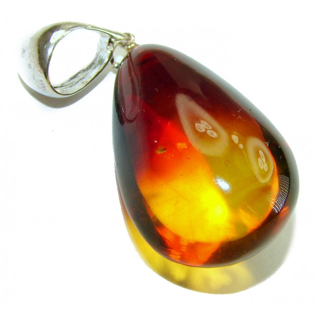 Honay Drop authentic Baltic Amber .925 Sterling Silver handmade Pendant