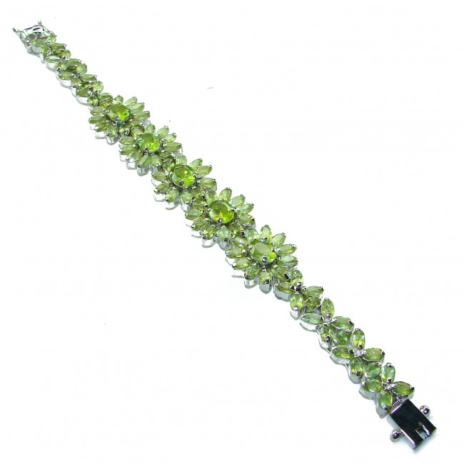 Melissa - Masterpiece 81.2 carat genuine Peridot .925 Sterling Silver handmade Statement Bracelet