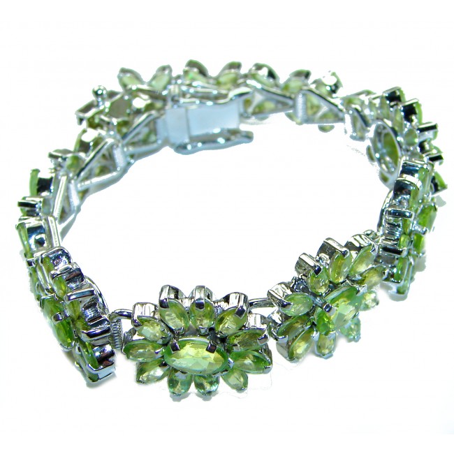 Melissa - Masterpiece 81.2 carat genuine Peridot .925 Sterling Silver handmade Statement Bracelet