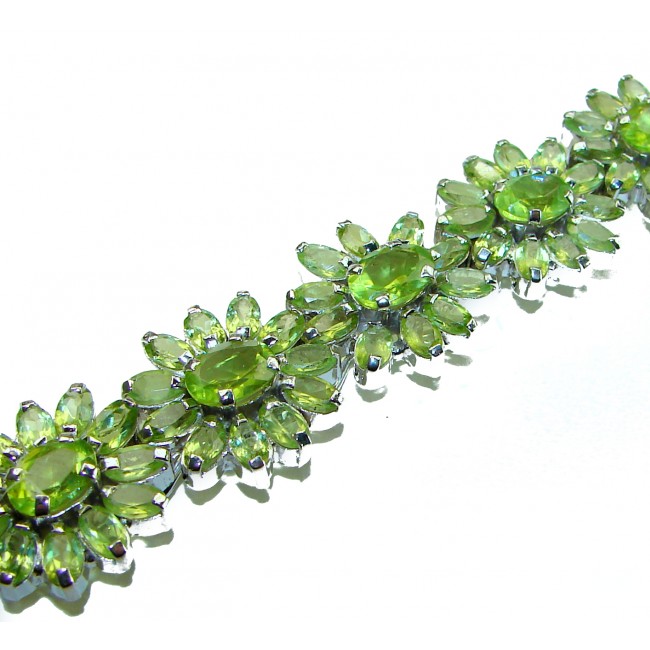 Melissa - Masterpiece 81.2 carat genuine Peridot .925 Sterling Silver handmade Statement Bracelet