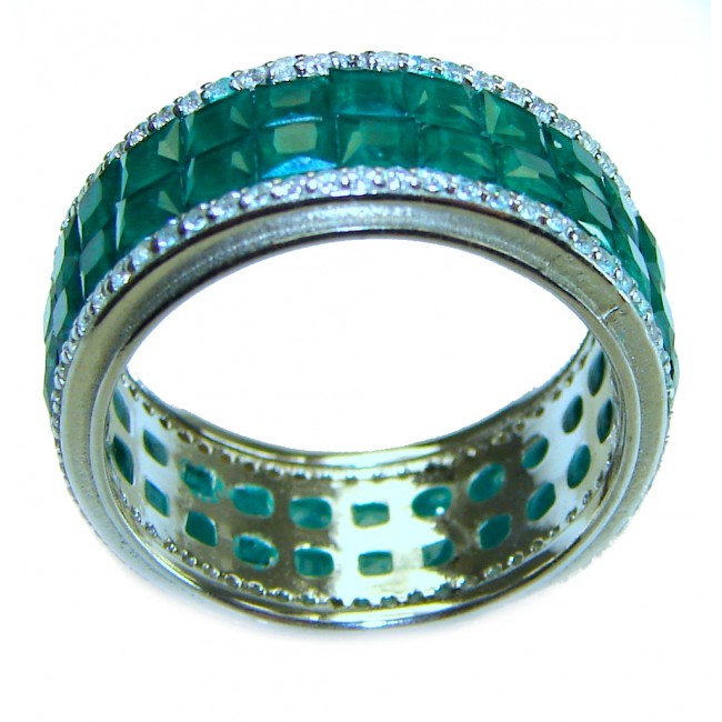 My Love Emerald .925 Sterling Silver Eternity Ring size 6 3/4