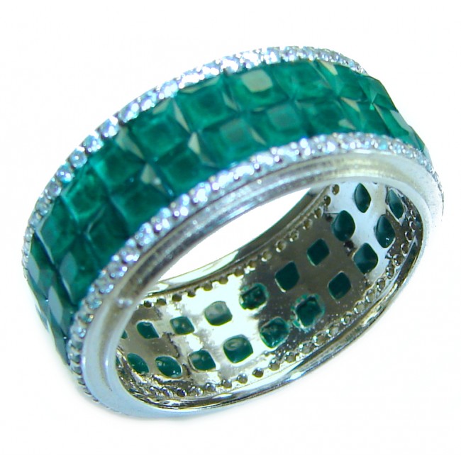 My Love Emerald .925 Sterling Silver Eternity Ring size 6 3/4