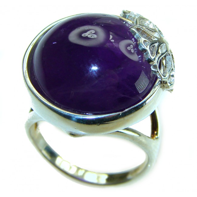 Purple Full Moon Amethyst .925 Sterling Silver Handcrafted Ring size 6 1/2