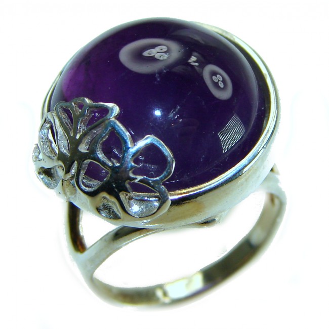 Purple Full Moon Amethyst .925 Sterling Silver Handcrafted Ring size 6 1/2