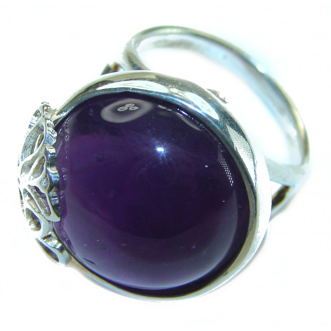 Purple Full Moon Amethyst .925 Sterling Silver Handcrafted Ring size 6 1/2