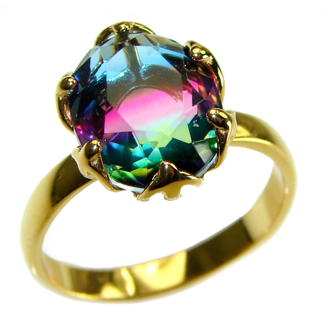 6.8 carat Brazilian Tourmaline 14K Gold over .925 Sterling Silver Perfectly handcrafted Ring s. 8 1/4