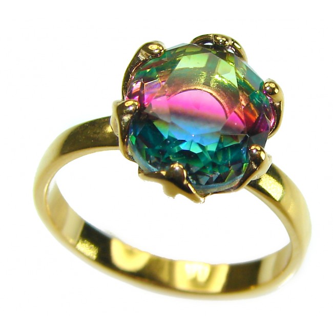 6.8 carat Brazilian Tourmaline 14K Gold over .925 Sterling Silver Perfectly handcrafted Ring s. 8 1/4