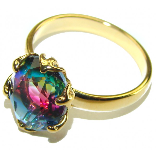 6.8 carat Brazilian Tourmaline 14K Gold over .925 Sterling Silver Perfectly handcrafted Ring s. 8 1/4