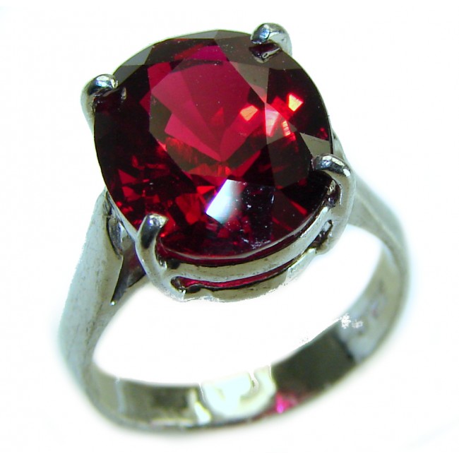 Premium Ouro Fino 11.5 carat Red Topaz .925 Silver handcrafted Cocktail Ring s. 5 1/4