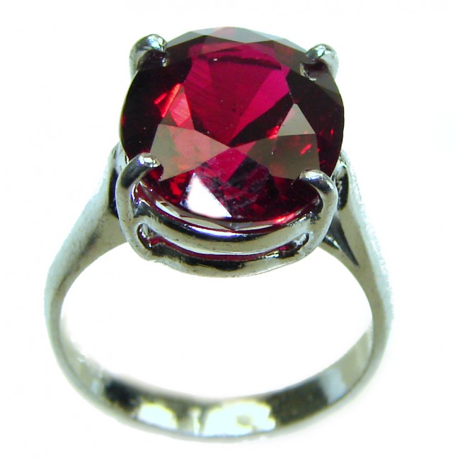 Premium Ouro Fino 11.5 carat Red Topaz .925 Silver handcrafted Cocktail Ring s. 5 1/4