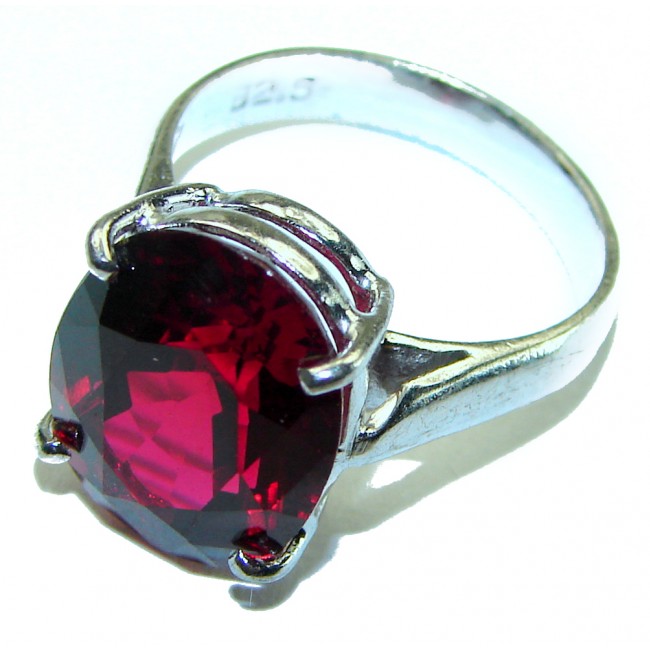 Premium Ouro Fino 11.5 carat Red Topaz .925 Silver handcrafted Cocktail Ring s. 5 1/4