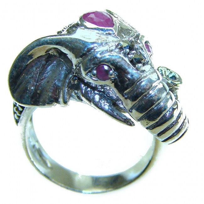 Elephant Ruby Bali made .925 Sterling Silver handcrafted Ring s. 7