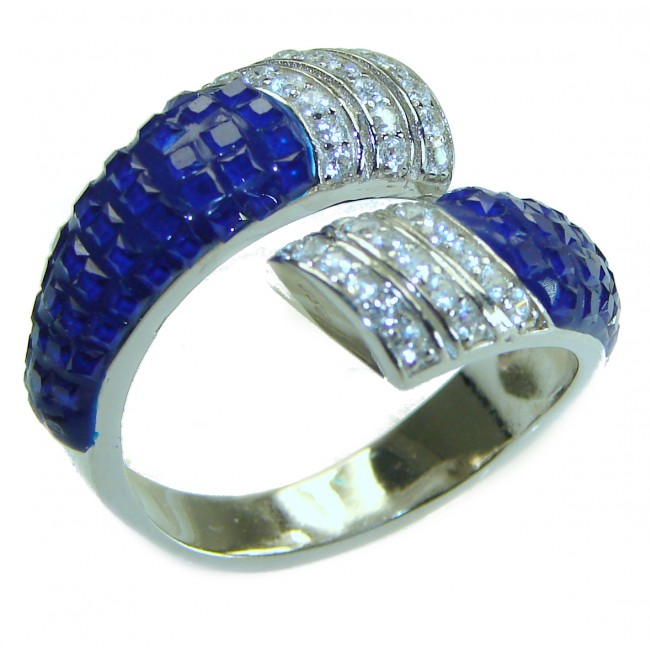 Luxurious Sapphire .925 Sterling Silver handcrafted Ring size 8 1/4