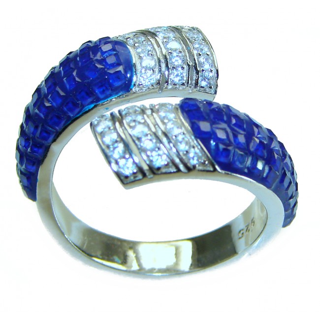 Luxurious Sapphire .925 Sterling Silver handcrafted Ring size 8 1/4