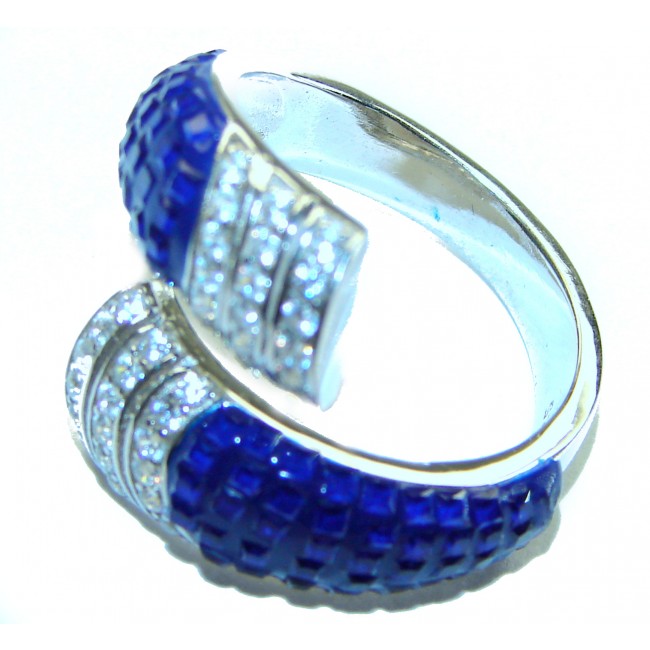 Luxurious Sapphire .925 Sterling Silver handcrafted Ring size 8 1/4