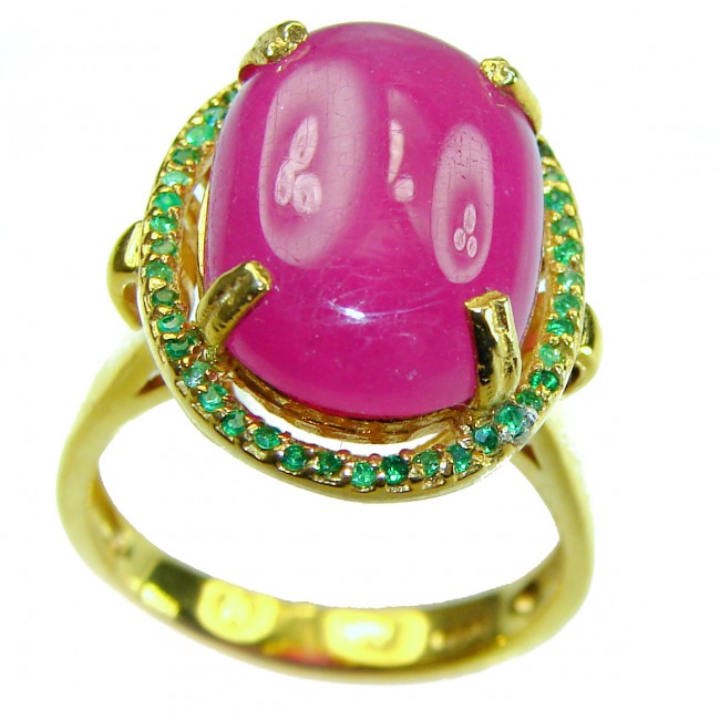 Magnificent 9.7 carat Natural Ruby 18K Gold over . 925 Sterling Silver handcrafted Statement Ring size 8