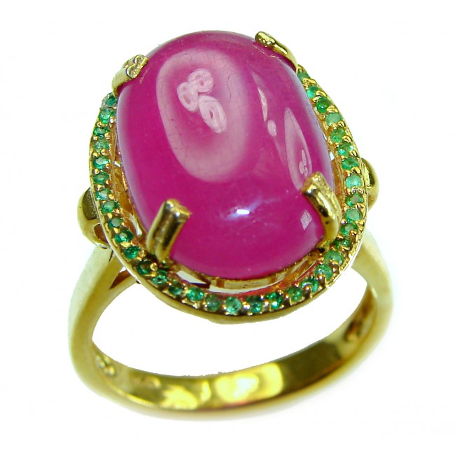 Magnificent 9.7 carat Natural Ruby 18K Gold over . 925 Sterling Silver handcrafted Statement Ring size 8