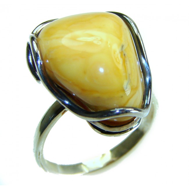 Modern Concept Natural Butterscotch Baltic Amber .925 Sterling Silver ring s. 8