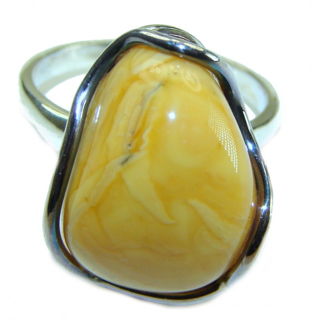 Modern Concept Natural Butterscotch Baltic Amber .925 Sterling Silver ring s. 8