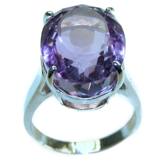 7.2 carat Amethyst .925 Sterling Silver Handcrafted Ring size 5 1/2