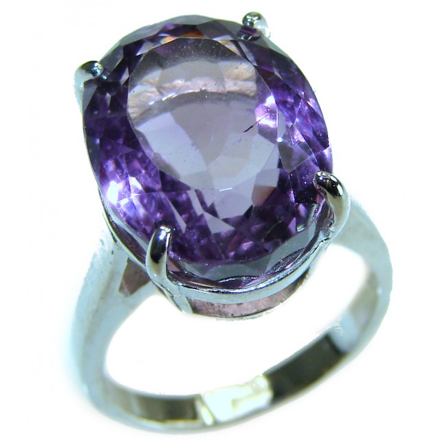 7.2 carat Amethyst .925 Sterling Silver Handcrafted Ring size 5 1/2