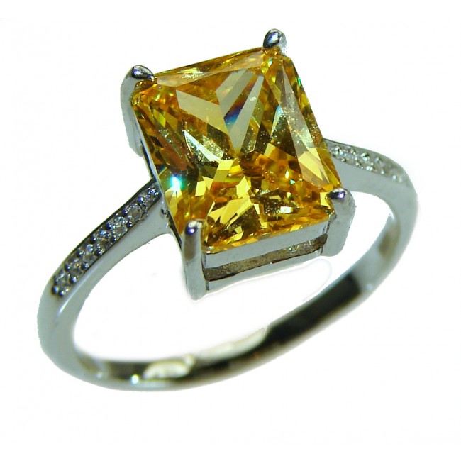 Simplicity 4.5 carat Yellow Sapphire .925 Sterling Silver handcrafted ring; s. 7