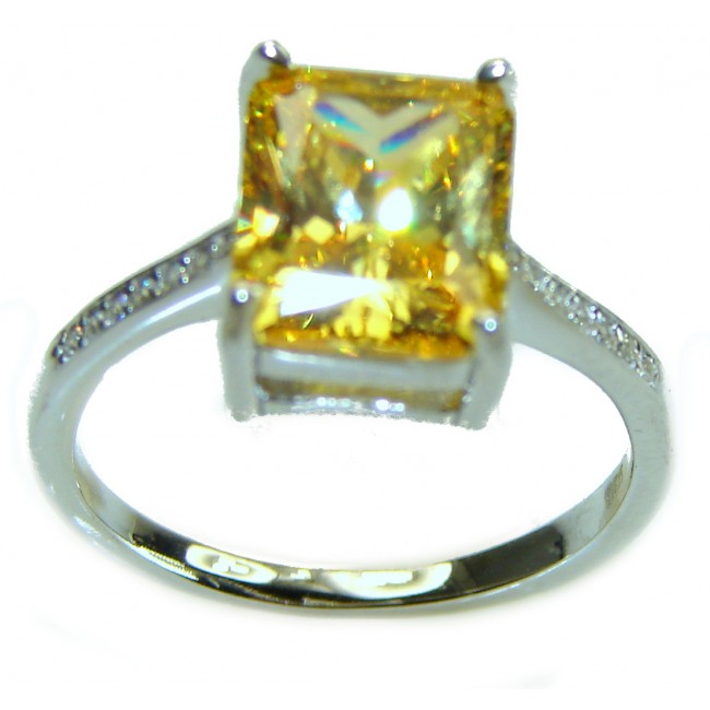 Simplicity 4.5 carat Yellow Sapphire .925 Sterling Silver handcrafted ring; s. 7