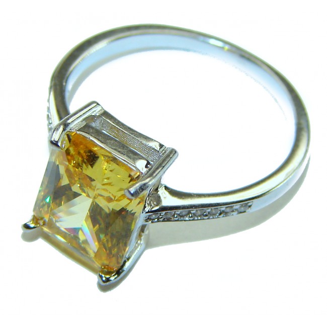 Simplicity 4.5 carat Yellow Sapphire .925 Sterling Silver handcrafted ring; s. 7