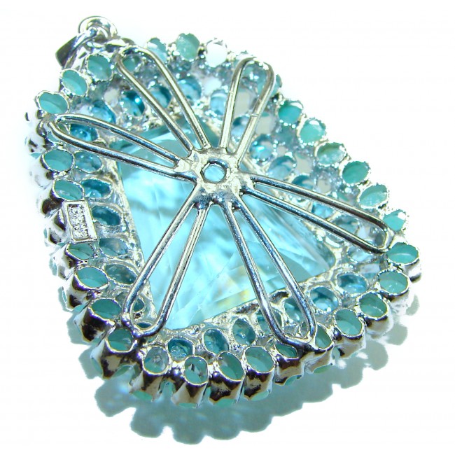 Emily - Luxury genuine 44.5 CARAT Aquamarine 14K Gold over .925 Sterling Silver handmade Pendant