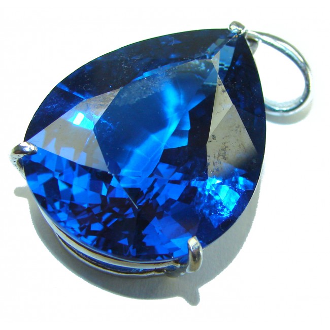 Enchanted Ocean 42.5 carat London Blue Topaz .925 Sterling Silver handmade Pendant