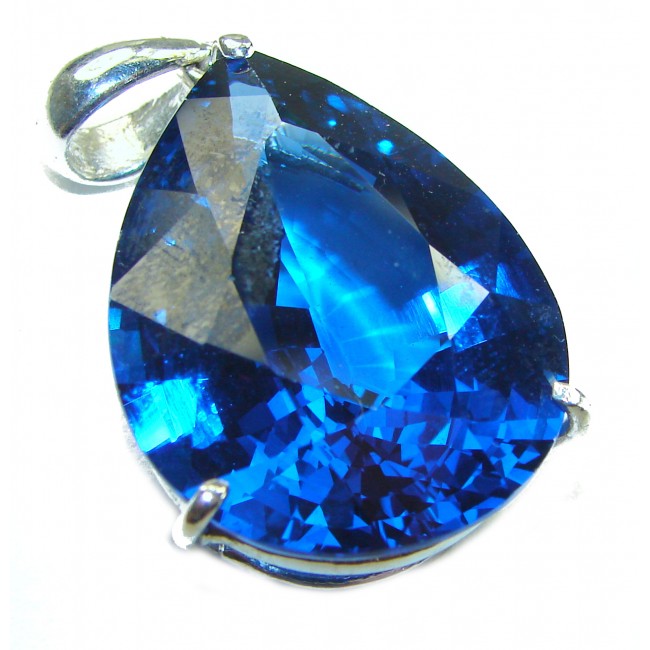 Enchanted Ocean 42.5 carat London Blue Topaz .925 Sterling Silver handmade Pendant