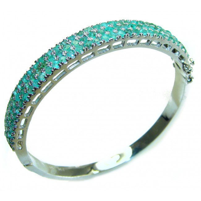 Spectacular 45.5 carat Emerald .925 Sterling Silver handmade bangle Bracelet