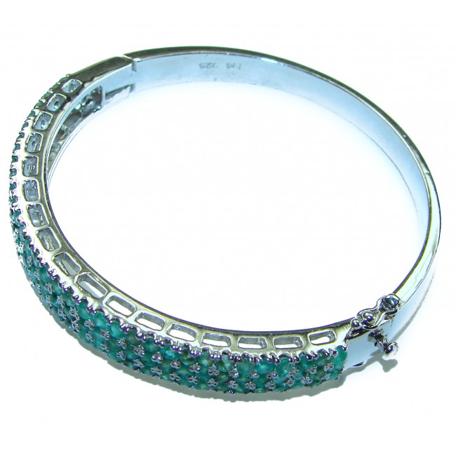 Spectacular 45.5 carat Emerald .925 Sterling Silver handmade bangle Bracelet