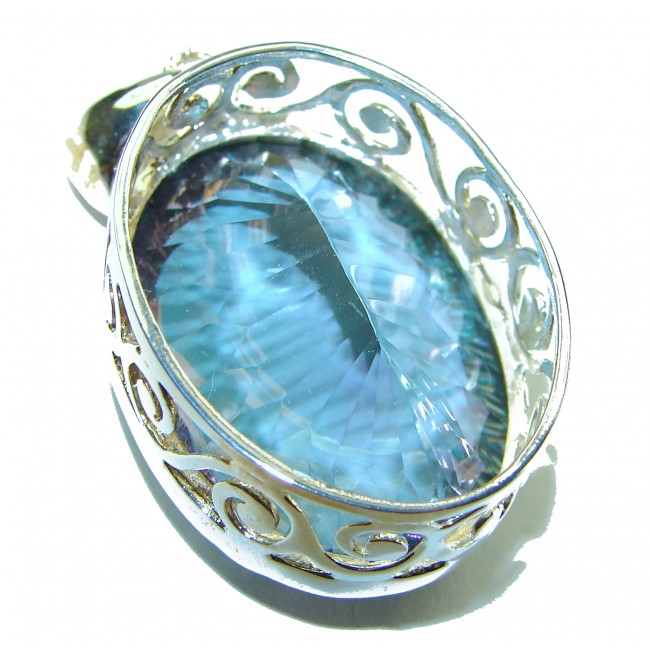 Spectacular 58.2 carat oval cut Mystic Aurora Topaz .925 Sterling Silver handcrafted Pendant