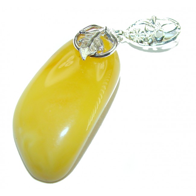 Honay Drop authentic Baltic Amber .925 Sterling Silver handmade Pendant