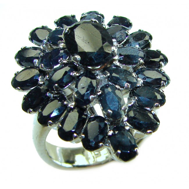 Luxurious 15.5 Deep Blue Sapphire .925 Sterling Silver handcrafted Ring size 6 1/4