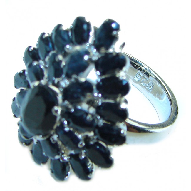 Luxurious 15.5 Deep Blue Sapphire .925 Sterling Silver handcrafted Ring size 6 1/4