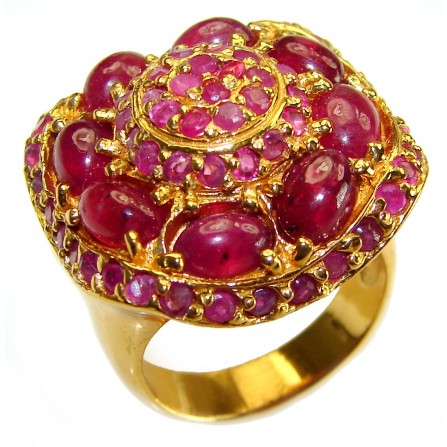 Born to Glam authentic 18.5 carat Ruby 18K Gold over .925 Silver handcrafted Cocktail Ring s. 7